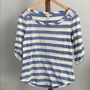 Banana Republic blue & white striped 3/4 sleeve
